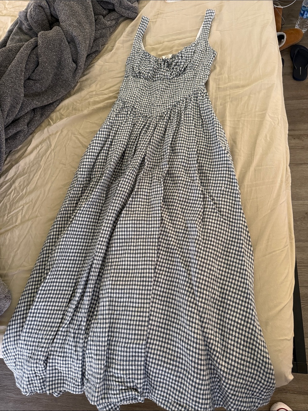 LIKE NEW REFORMATION Balia Linen Dress, Remy Check, size 2 - Picture 5 of 8